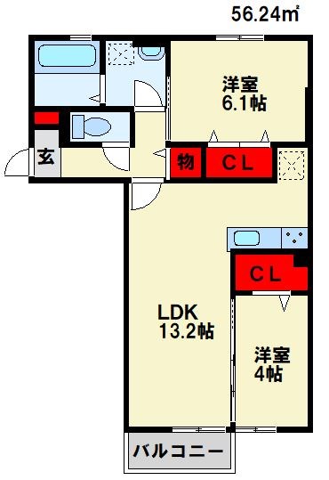 シェルフ宮丸 A棟の間取り