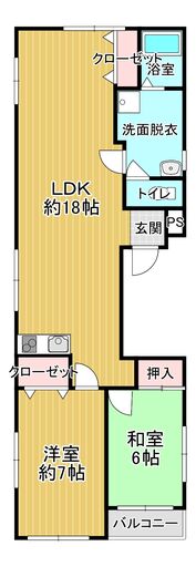 大阪市港区市岡のマンションの間取り