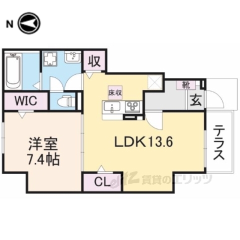 大和高田市中今里町のアパートの間取り