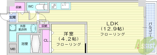 仙台市青葉区宮町のマンションの間取り