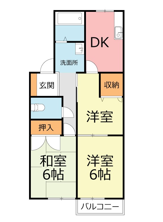 【南足柄市和田河原のアパートの間取り】