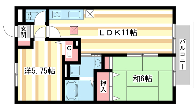 天理市三昧田町のアパートの間取り