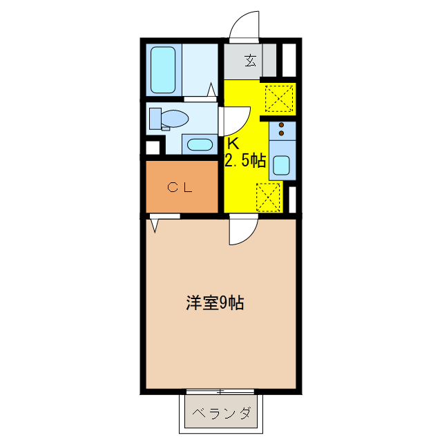 岐阜市茜部菱野のアパートの間取り