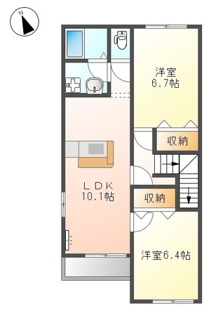 【名古屋市緑区大清水のアパートの間取り】