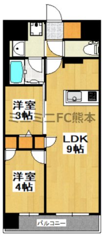 熊本市中央区上通町のマンションの間取り