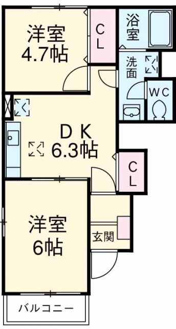 福岡市早良区内野のアパートの間取り