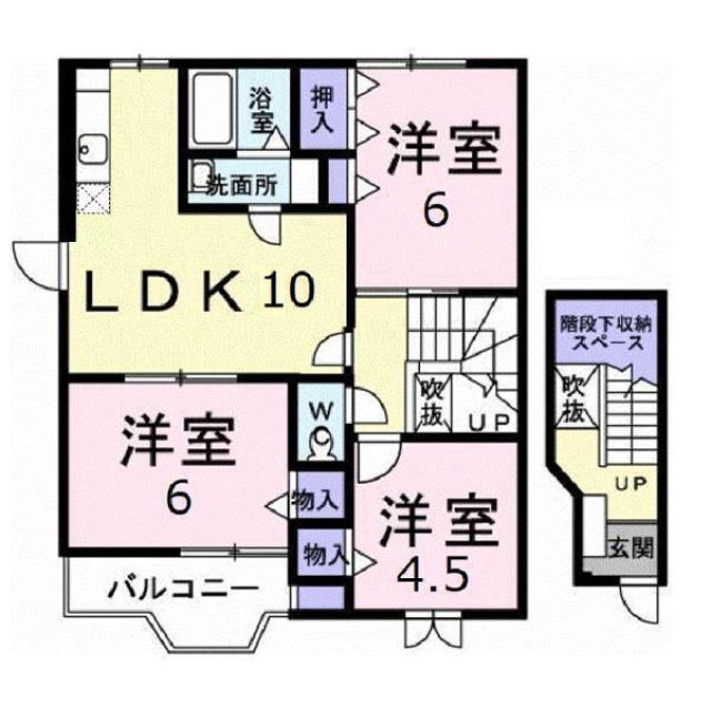 松山市勝岡町のアパートの間取り