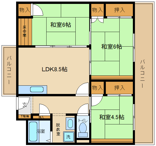 柏原市大県のマンションの間取り