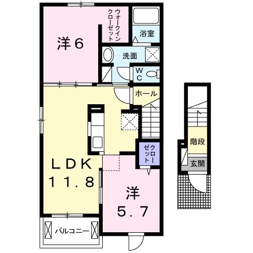 新居浜市政枝町のアパートの間取り