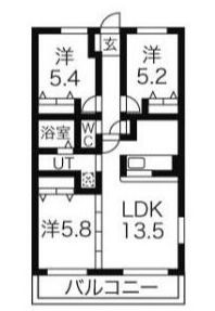 小田原市国府津のマンションの間取り