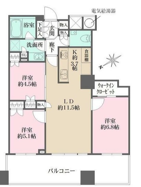 新宿区西新宿のマンションの間取り