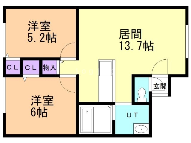 北広島市輪厚中央のアパートの間取り