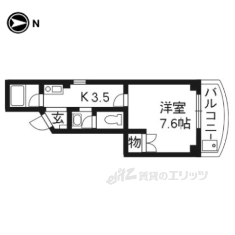 京都市左京区下鴨東本町のマンションの間取り