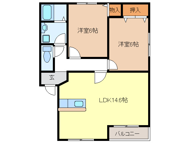 岐阜市長良のアパートの間取り