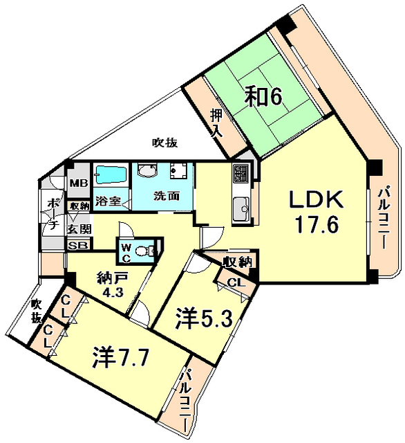 KDXレジデンス夙川ヒルズ 1番館の間取り写真