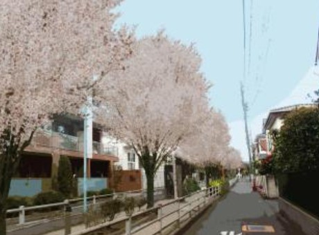公園　呑川柿の木坂支流緑道（公園）まで385m