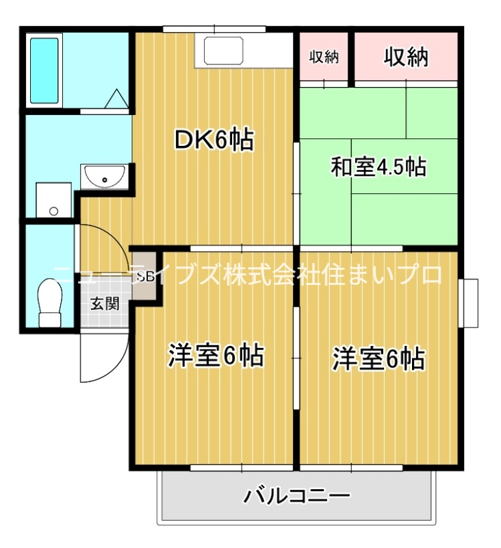京阪本線 萱島駅 徒歩20分 2階建 築37年の間取り写真