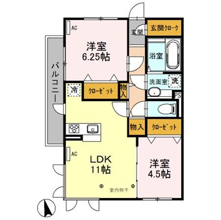 【前橋市天川大島町のマンションの間取り】