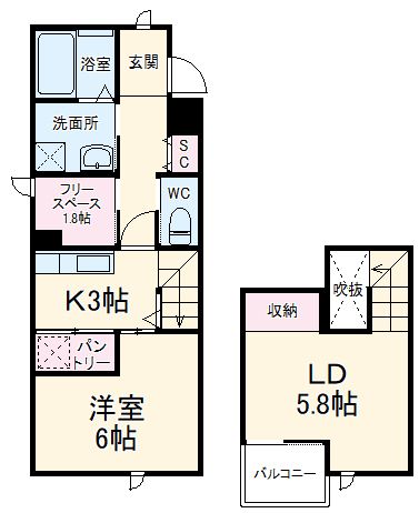 岐阜県瑞穂市穂積（アパート）の賃貸物件の間取り