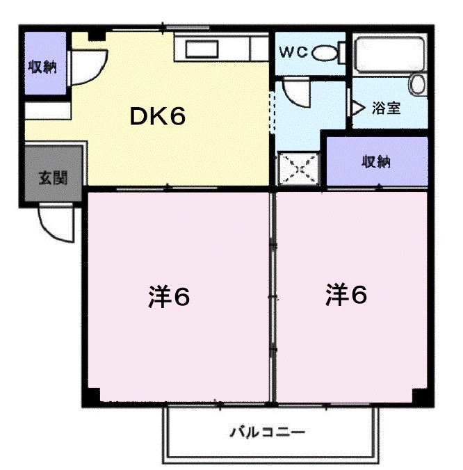 福山市加茂町大字八軒屋のアパートの間取り