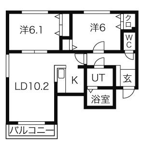 札幌市北区新琴似五条のマンションの間取り