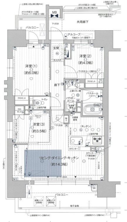 名古屋市中村区名駅南のマンションの間取り