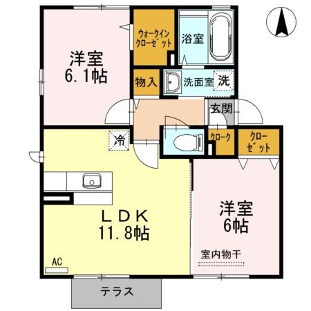 宮城郡利府町菅谷のアパートの間取り