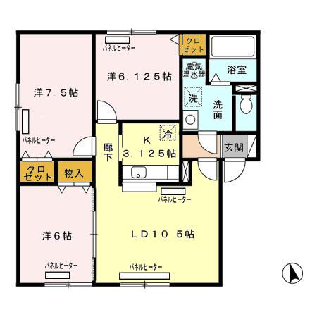 函館市山の手のアパートの間取り