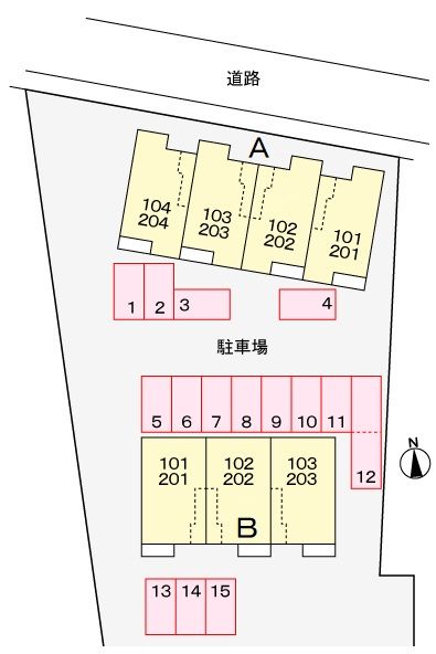 【姫路市辻井のアパートの駐車場】