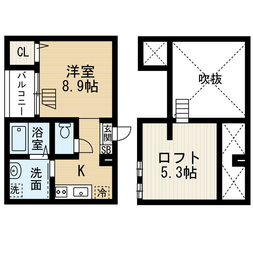 名古屋市瑞穂区神穂町のアパートの間取り