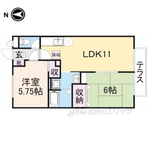 天理市三昧田町のアパートの間取り