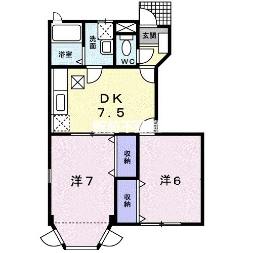 太宰府市朱雀のアパートの間取り