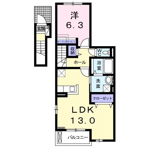 名張市桜ケ丘のアパートの間取り