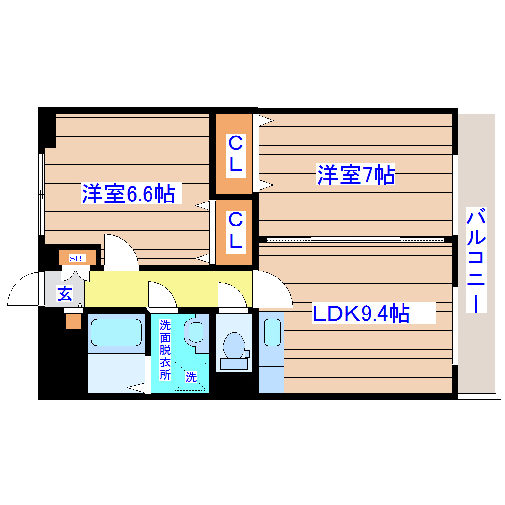 【仙台市若林区六丁の目南町のマンションの間取り】