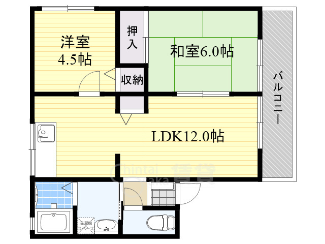 豊中市石橋麻田町のアパートの間取り