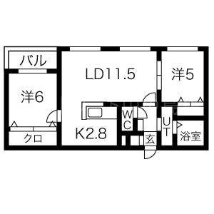 札幌市豊平区豊平六条のマンションの間取り