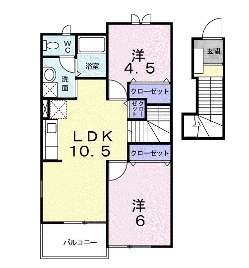 本庄市下野堂のアパートの間取り