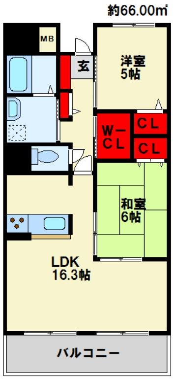 北九州市八幡西区穴生のマンションの間取り