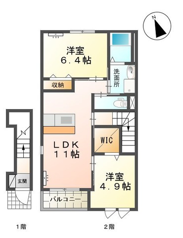 山形市馬見ケ崎のアパートの間取り