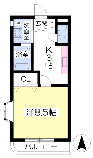 松山市桑原のマンションの間取り