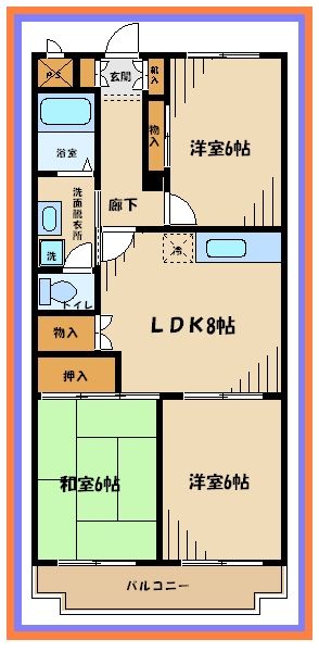 川崎市多摩区菅稲田堤のマンションの間取り