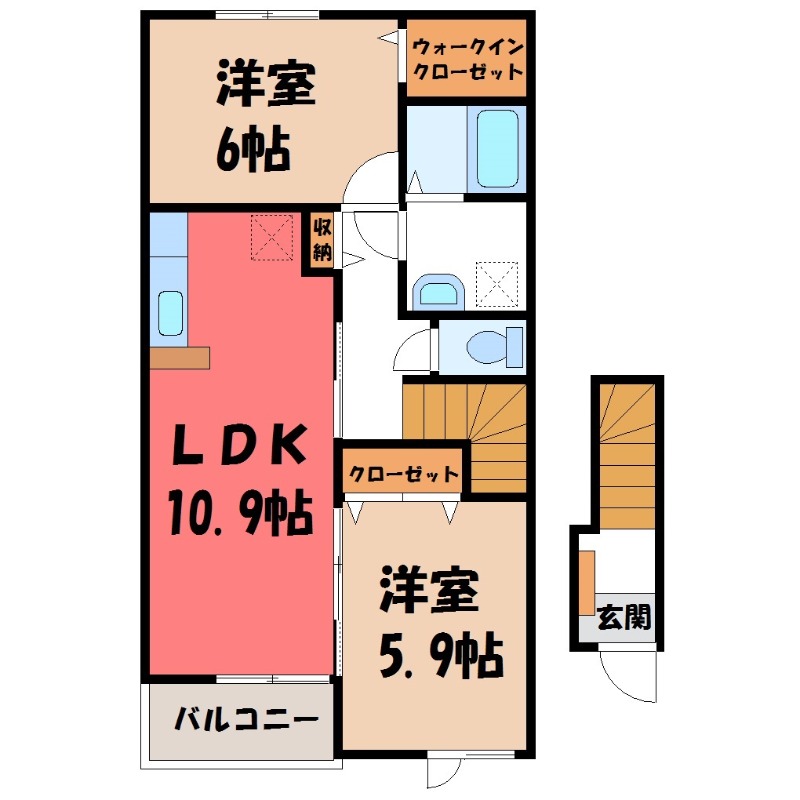 邑楽郡大泉町坂田のアパートの間取り