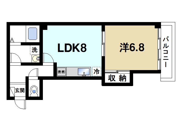 奈良市三条町のアパートの間取り