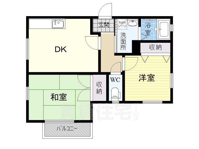 奈良市中山町のアパートの間取り