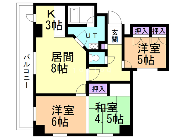 【札幌市中央区南十三条西のマンションの間取り】