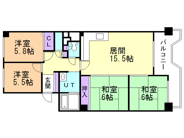 札幌市西区八軒五条西のマンションの間取り