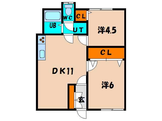 函館市田家町のアパートの間取り