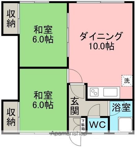 網走市北四条西のアパートの間取り