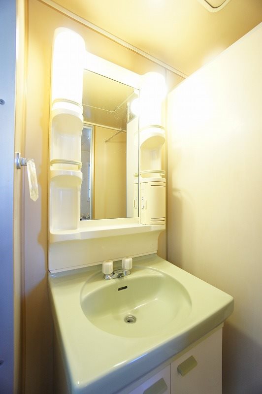 洗面設備　歯ブラシやボトル類など収納できます♪