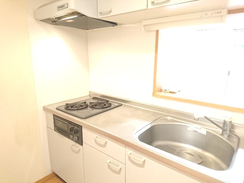 キッチン　２口ガスコンロシステムキッチン　グリル付き